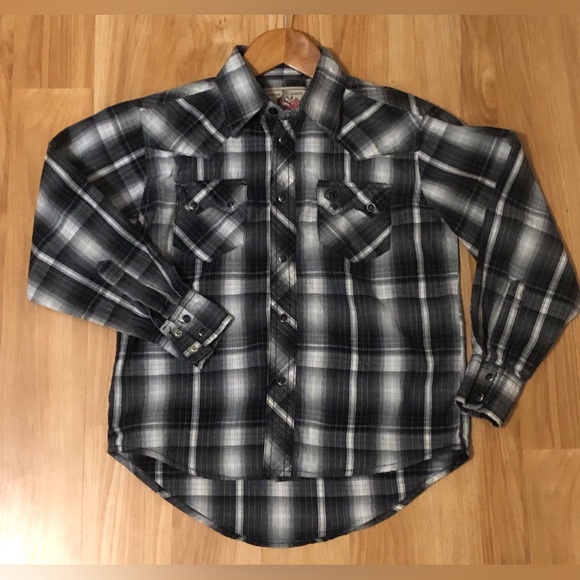 Wrangler Black and White Plaid Shirt - Picture 1 of 5